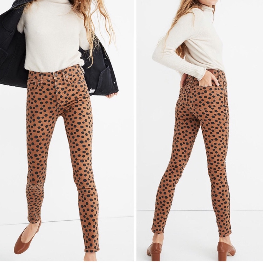 Madewell 10” High Rise Skinny Leopard Dot jeans 26 polka dot